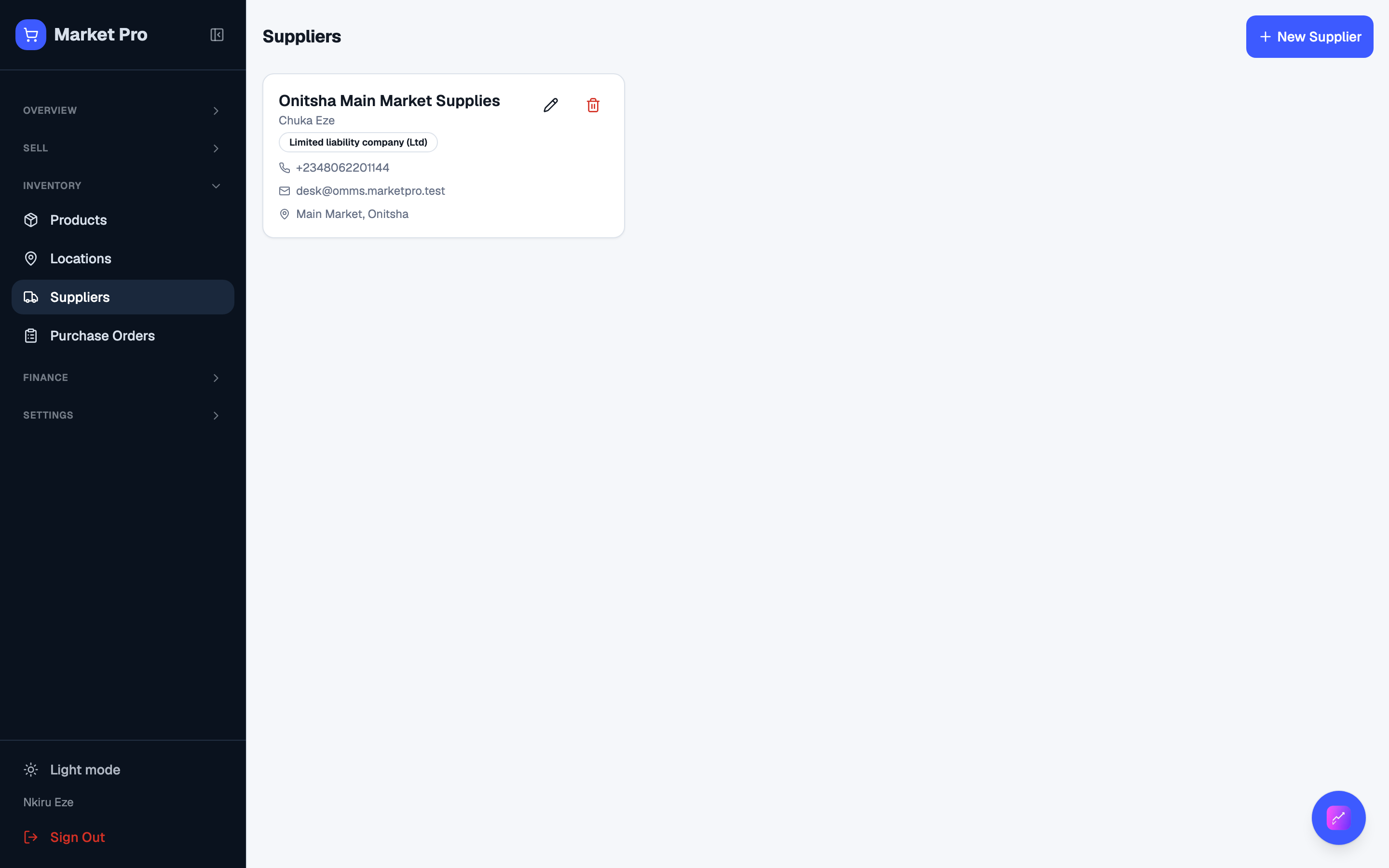 Supplier list used by purchasing and bills.